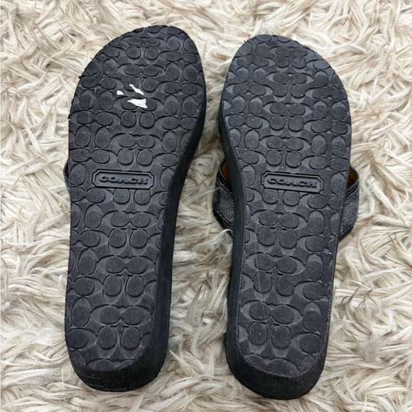 NWOT Coach Black Wedge  Thong Sandals - Picture 9 of 9